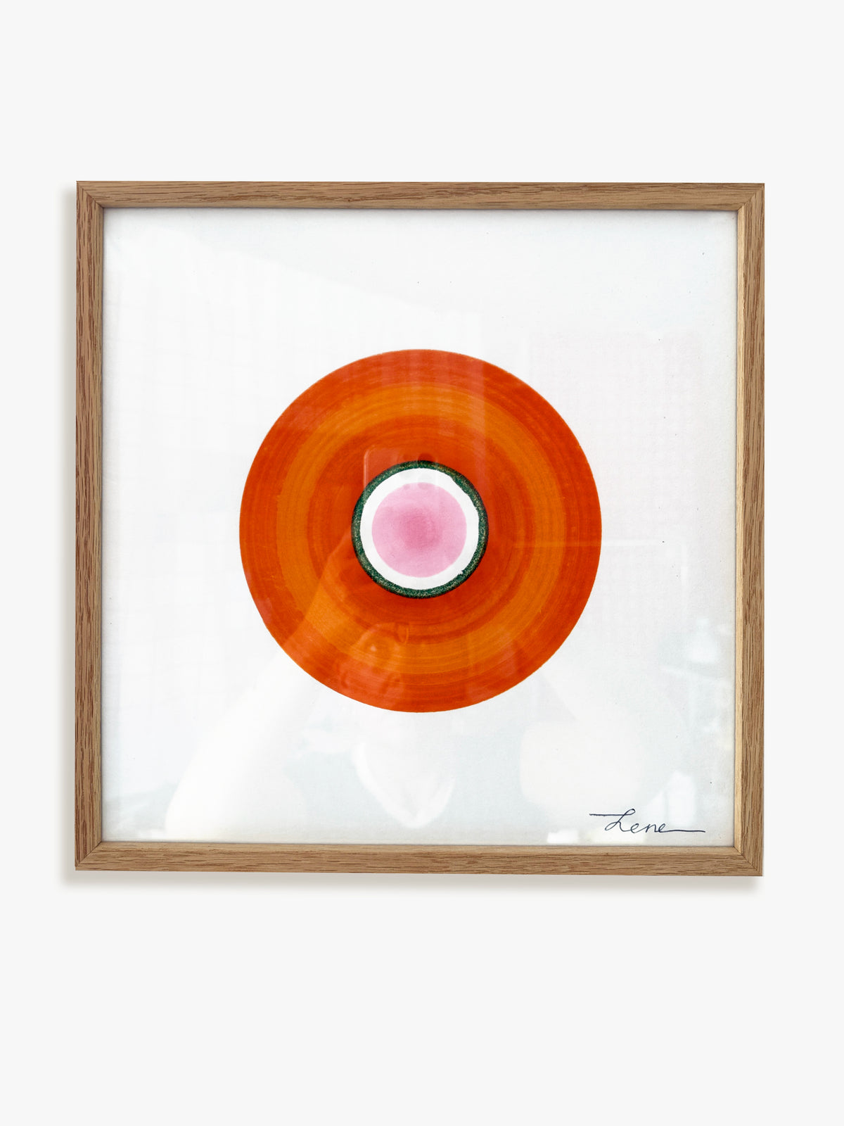 Circles 1 - Håndmalet grafik i egeramme