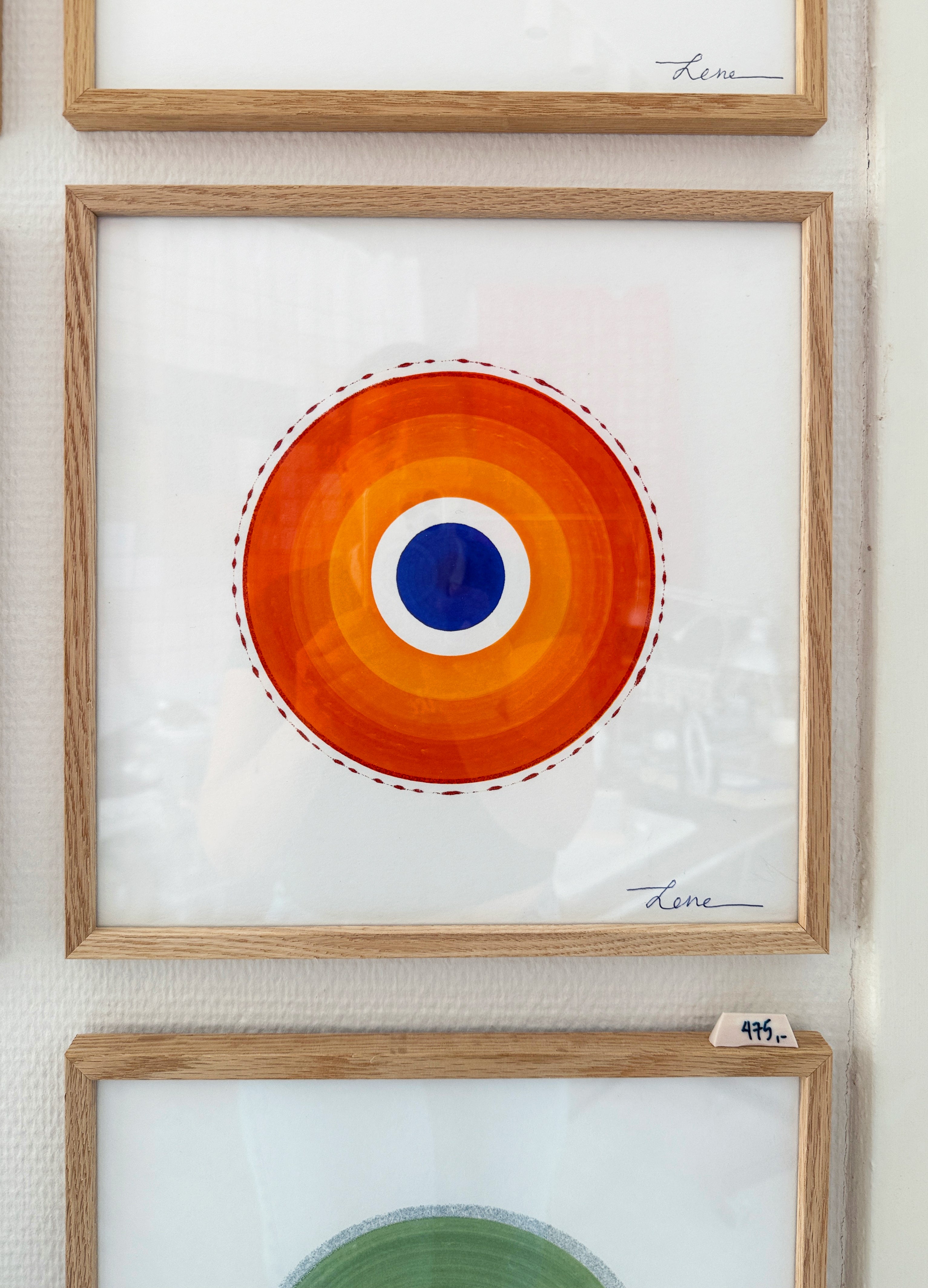 Circles 7 - Håndmalet grafik i egeramme