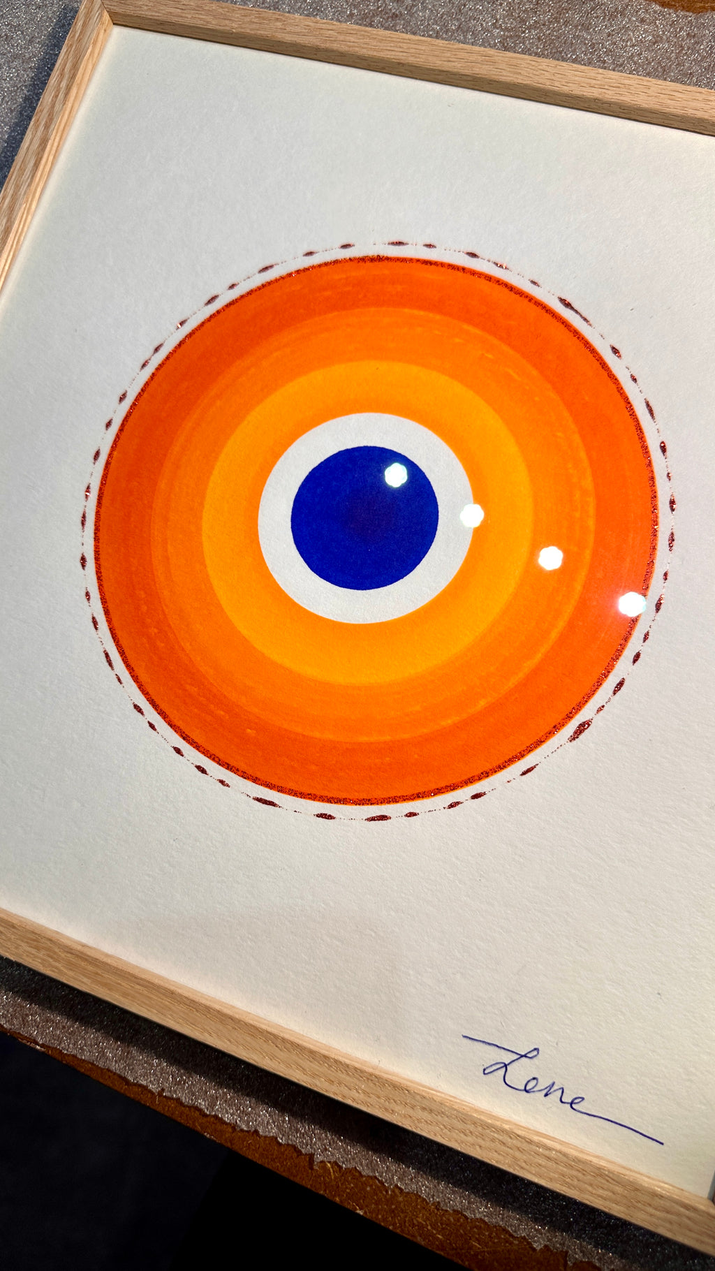 Circles 7 - Håndmalet grafik i egeramme