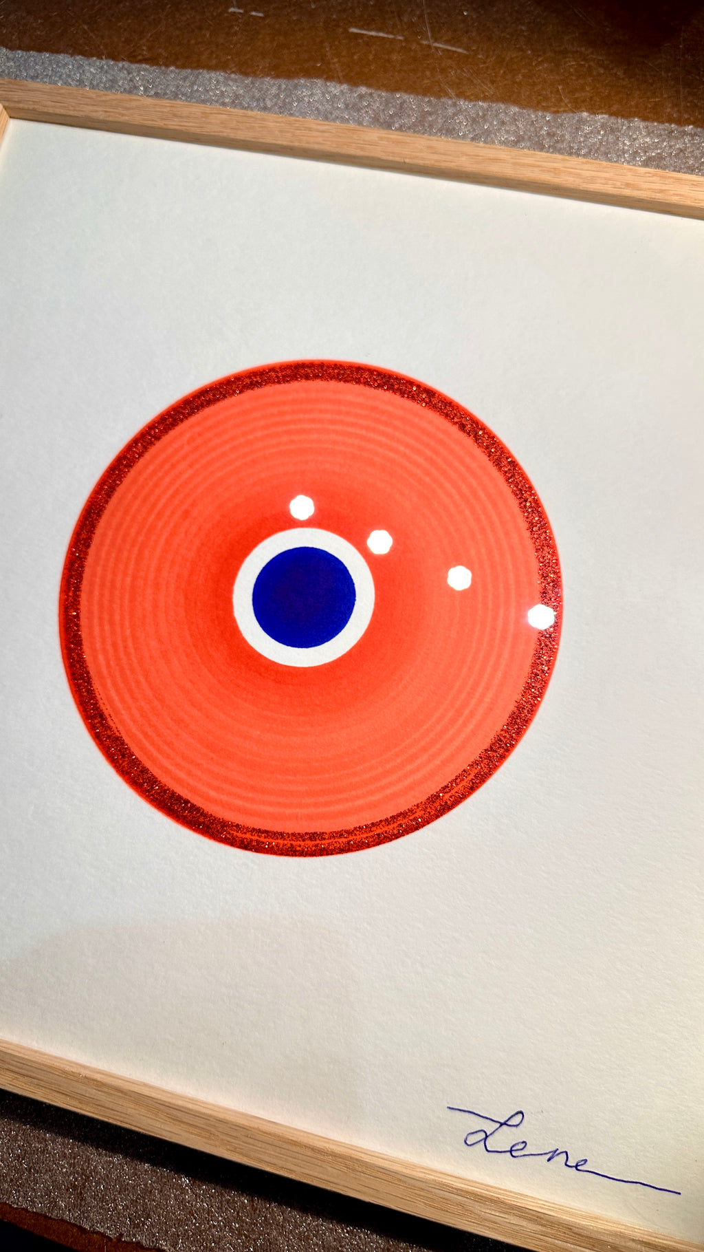 Circles 9 - Håndmalet grafik i egeramme