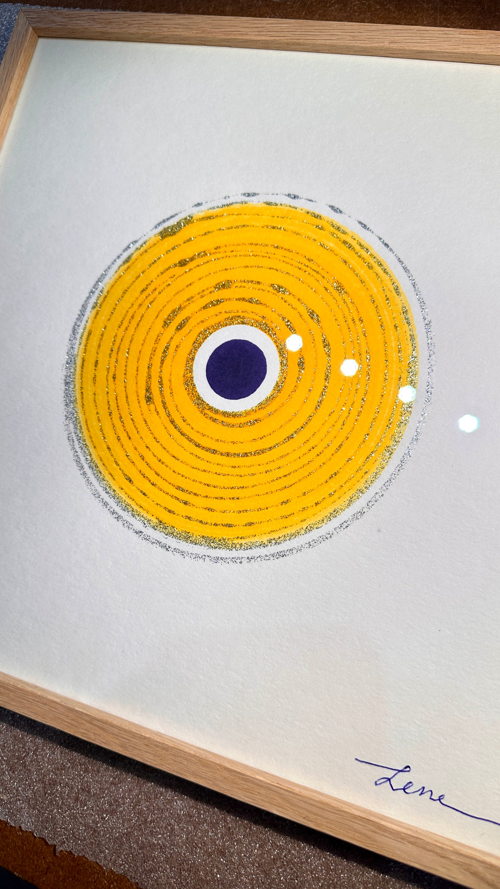 Circles 4 - Håndmalet grafik i egeramme