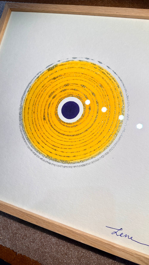 Circles 4 - Håndmalet grafik i egeramme