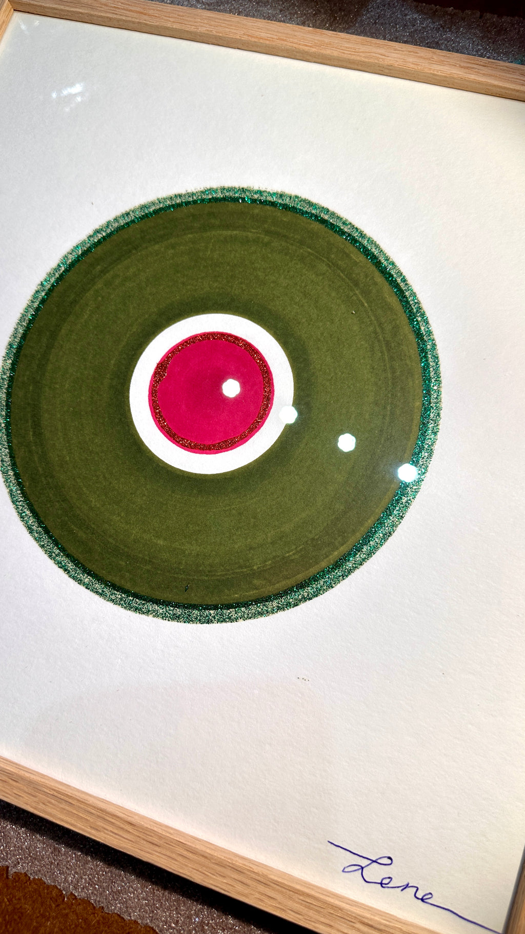 Circles 8 - Håndmalet grafik i egeramme