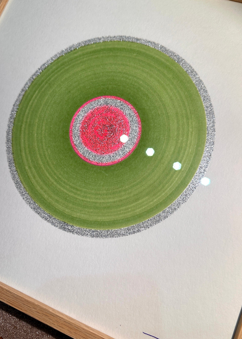Circles 5 - Håndmalet grafik i egeramme