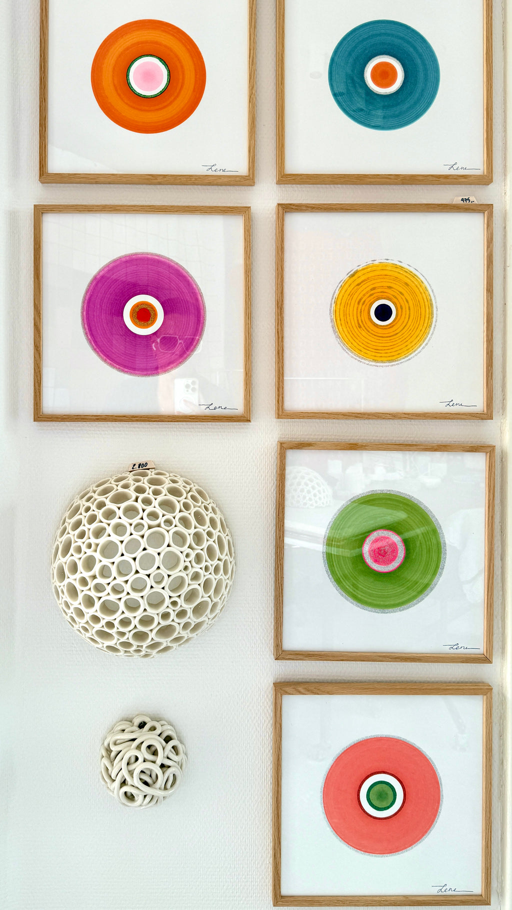 Circles 4 - Håndmalet grafik i egeramme